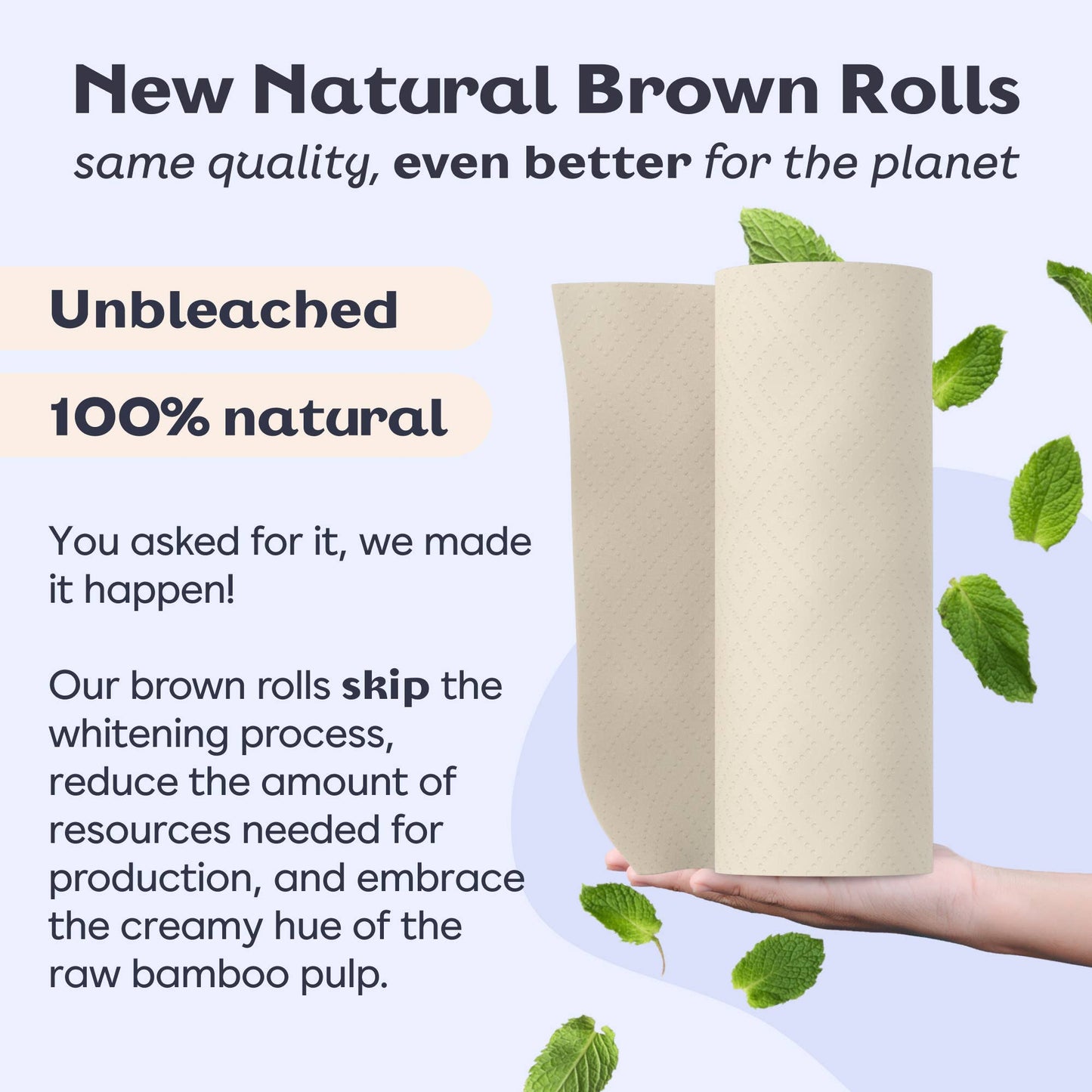 Unbleached Bamboo Paper Towels (8 rolls/box)