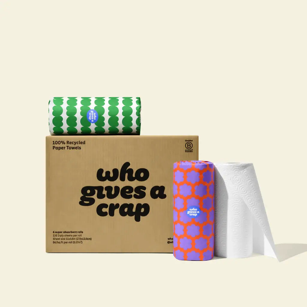 100% Recycled Paper Towels - 6 Rolls